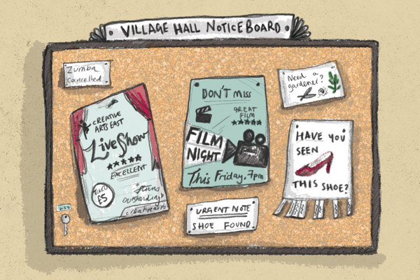 Illustration of a community notice board